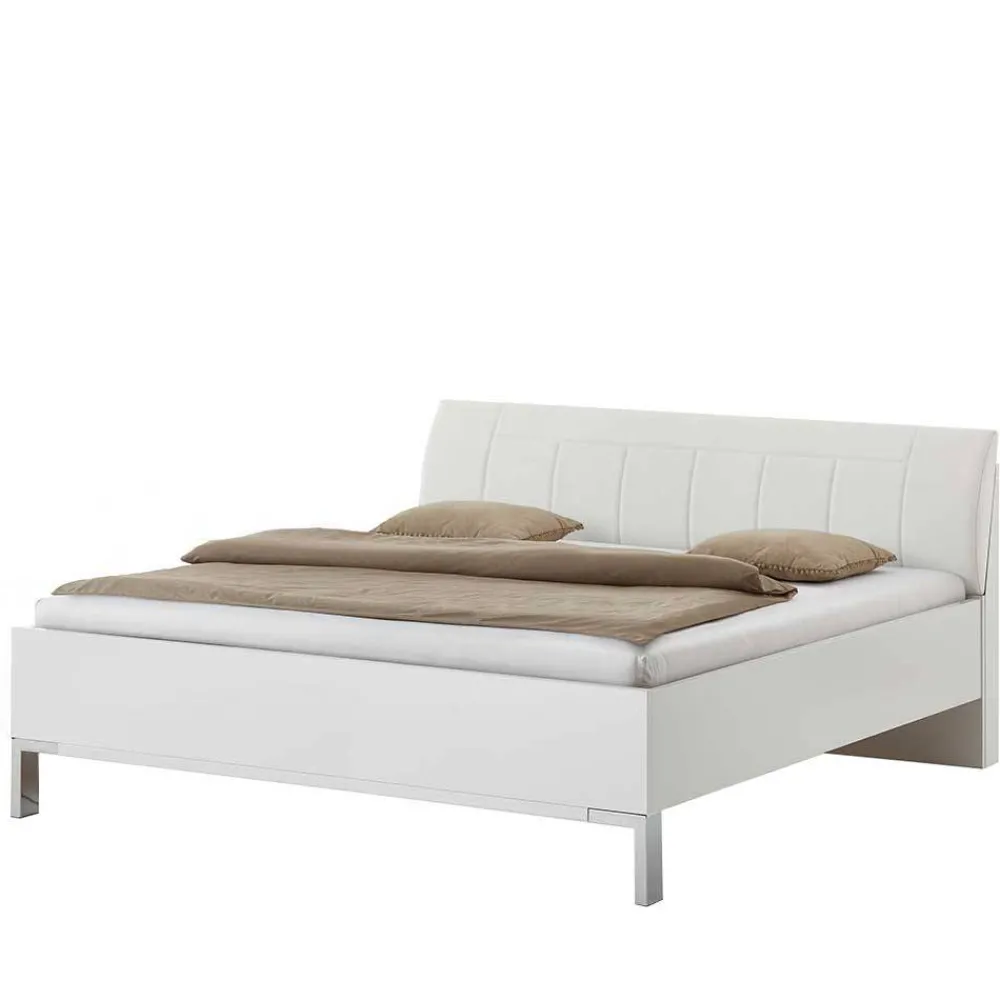 Wohnen Betten<Weißes Bett mit Kunstleder-Kopfteil - Rocca