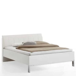 Wohnen Betten<Weißes Bett mit Kunstleder-Kopfteil - Rocca
