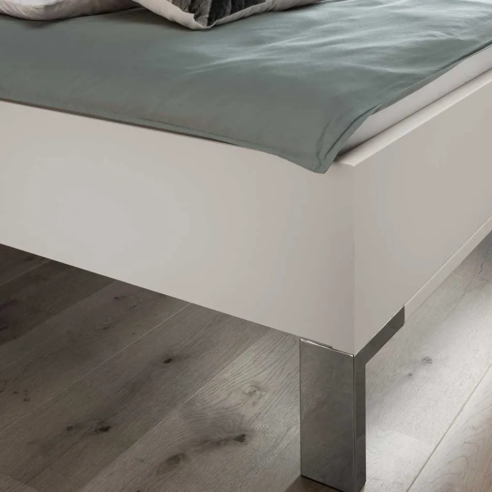 Wohnen Betten<Weißes Bett mit Kunstleder-Kopfteil - Rocca