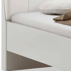 Wohnen Betten<Weißes Bett mit Kunstleder-Kopfteil - Rocca