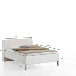 Wohnen Betten<Weißes Bett mit Kunstleder-Kopfteil - Rocca
