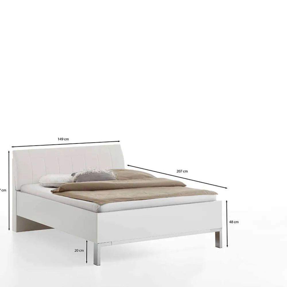 Wohnen Betten<Weißes Bett mit Kunstleder-Kopfteil - Rocca