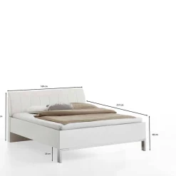 Wohnen Betten<Weißes Bett mit Kunstleder-Kopfteil - Rocca