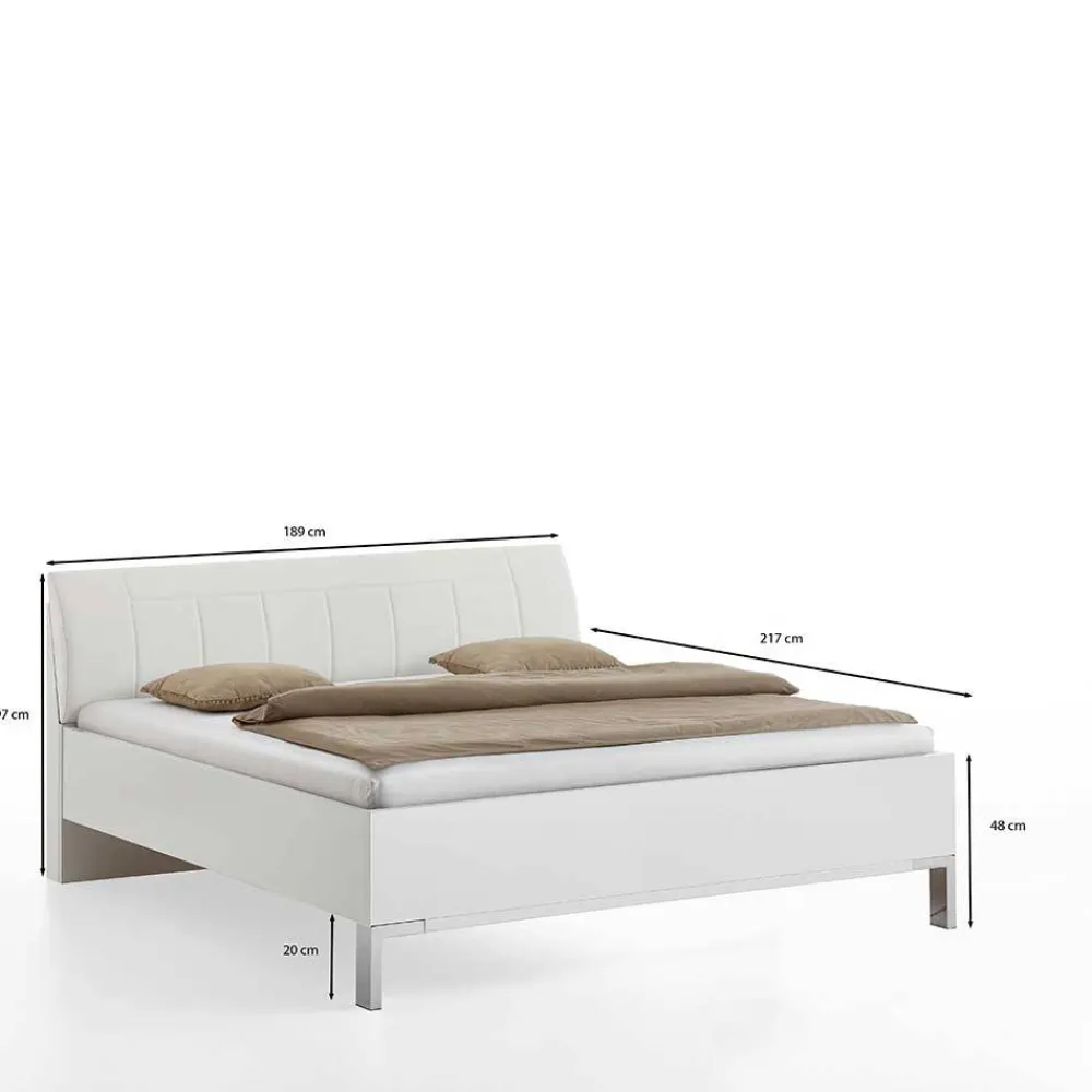 Wohnen Betten<Weißes Bett mit Kunstleder-Kopfteil - Rocca