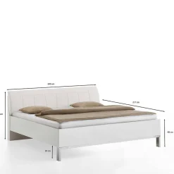 Wohnen Betten<Weißes Bett mit Kunstleder-Kopfteil - Rocca