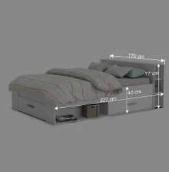 Wohnen Betten<Weißes Bett 160x200 cm mit Stauraum - Monja