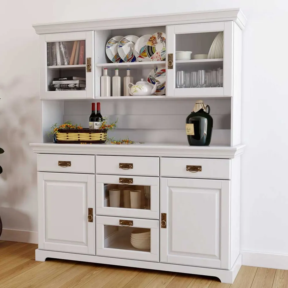 Wohnen Schränke<Weißes Buffet Schrank aus Kiefer massiv - Akbelev