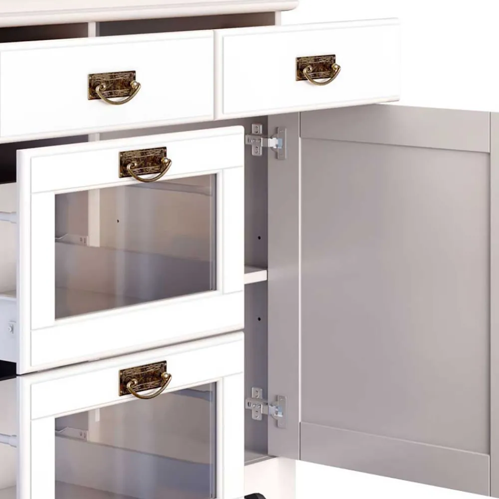 Wohnen Schränke<Weißes Buffet Schrank aus Kiefer massiv - Akbelev