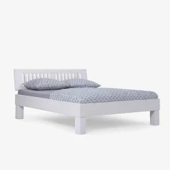 Wohnen Betten<Weißes Doppelbett Calicantas aus Buche Massivholz