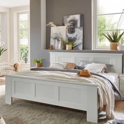 Wohnen Betten<Weißes Doppelbett im Landhaus Look - Flinn