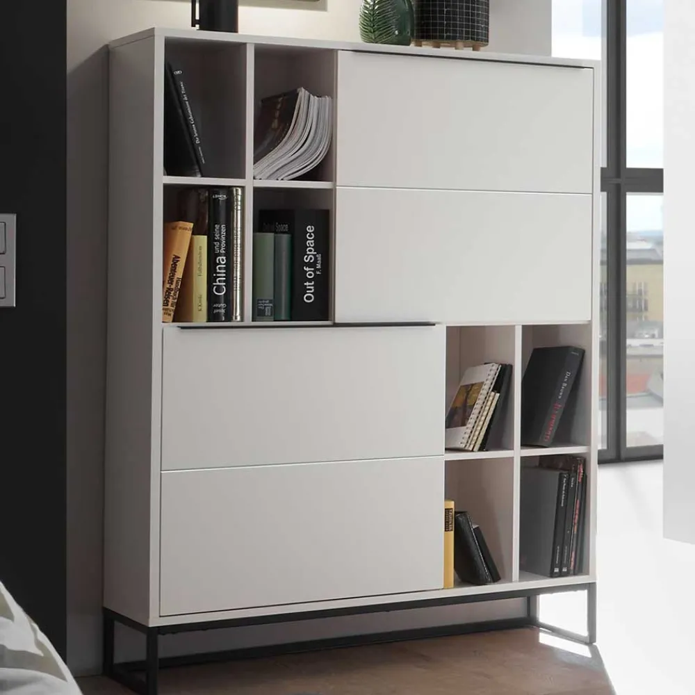 Wohnen Highboards<Weißes Highboard mit 8 Fächern & 2 Türen - Enkraja