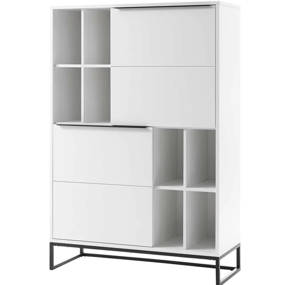 Wohnen Highboards<Weißes Highboard mit 8 Fächern & 2 Türen - Enkraja