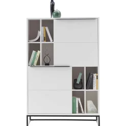 Wohnen Highboards<Weißes Highboard mit 8 Fächern & 2 Türen - Enkraja