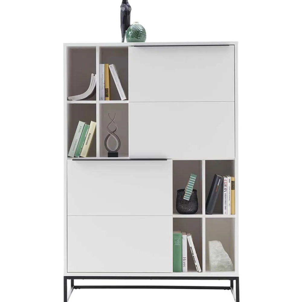 Wohnen Highboards<Weißes Highboard mit 8 Fächern & 2 Türen - Enkraja