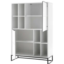 Wohnen Highboards<Weißes Highboard mit 8 Fächern & 2 Türen - Enkraja