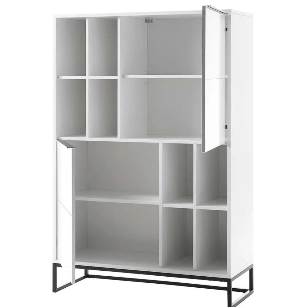 Wohnen Highboards<Weißes Highboard mit 8 Fächern & 2 Türen - Enkraja