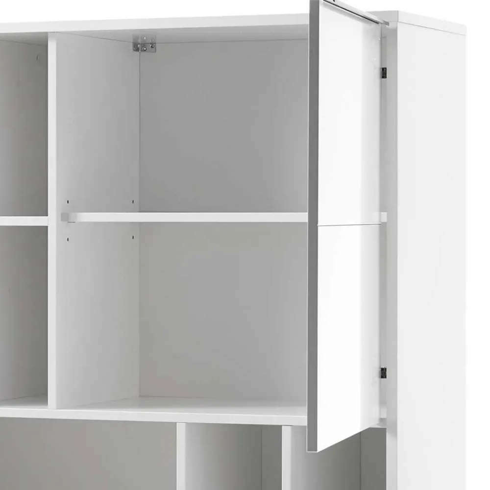 Wohnen Highboards<Weißes Highboard mit 8 Fächern & 2 Türen - Enkraja