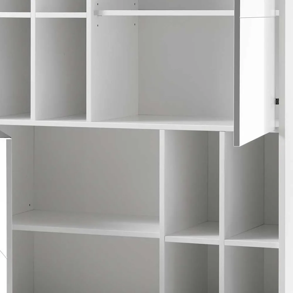 Wohnen Highboards<Weißes Highboard mit 8 Fächern & 2 Türen - Enkraja