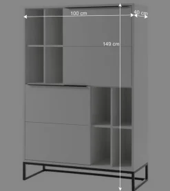 Wohnen Highboards<Weißes Highboard mit 8 Fächern & 2 Türen - Enkraja
