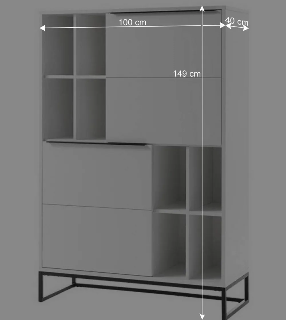 Wohnen Highboards<Weißes Highboard mit 8 Fächern & 2 Türen - Enkraja