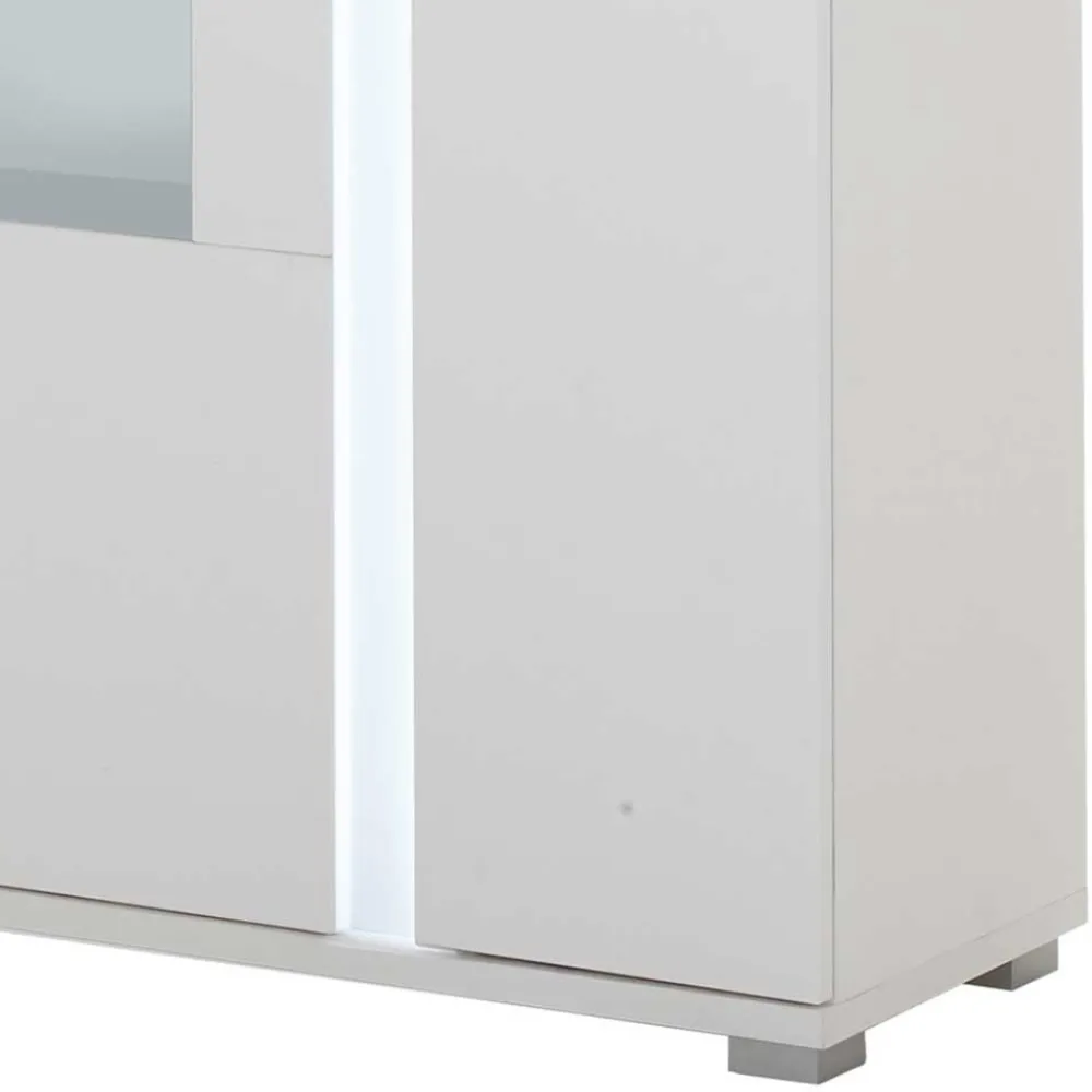 Wohnen Vitrinen<Weißes Highboard mit Glaseinsatz und LED Beleuchtung - Tirol