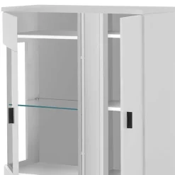 Wohnen Vitrinen<Weißes Highboard mit Glaseinsatz und LED Beleuchtung - Tirol