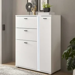 Wohnen Highboards<Weißes Highboard mit LED Beleuchtung - Tirol