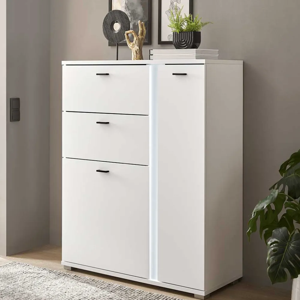 Wohnen Highboards<Weißes Highboard mit LED Beleuchtung - Tirol