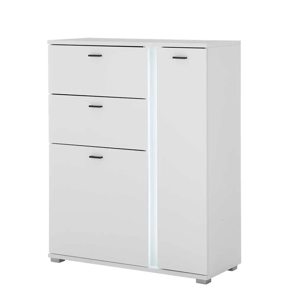 Wohnen Highboards<Weißes Highboard mit LED Beleuchtung - Tirol