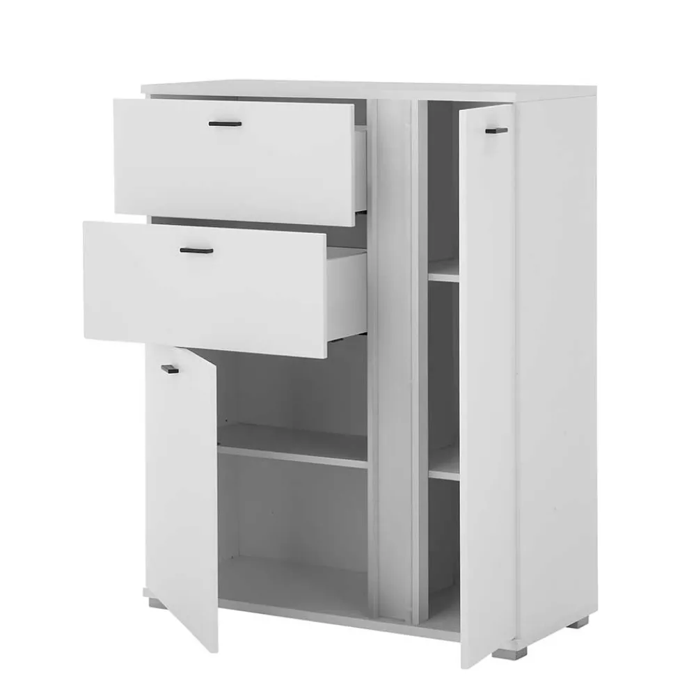 Wohnen Highboards<Weißes Highboard mit LED Beleuchtung - Tirol