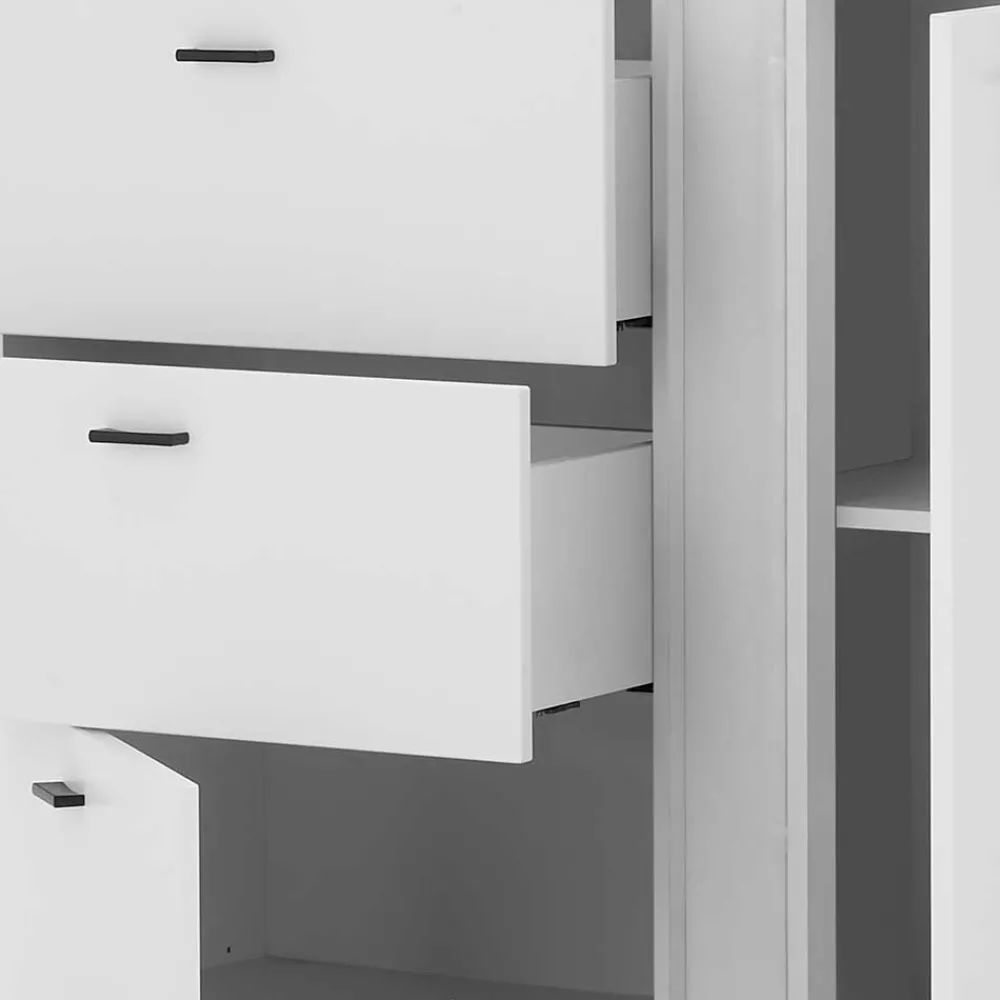 Wohnen Highboards<Weißes Highboard mit LED Beleuchtung - Tirol