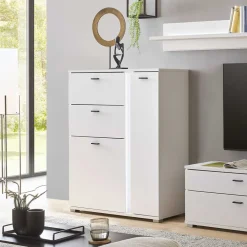 Wohnen Highboards<Weißes Highboard mit LED Beleuchtung - Tirol