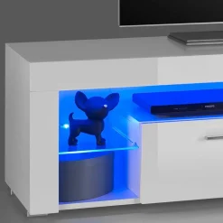Wohnen Tv & Hifi-Möbel|Lowboards<Weißes Hochglanz TV Board beleuchtet - Cessma