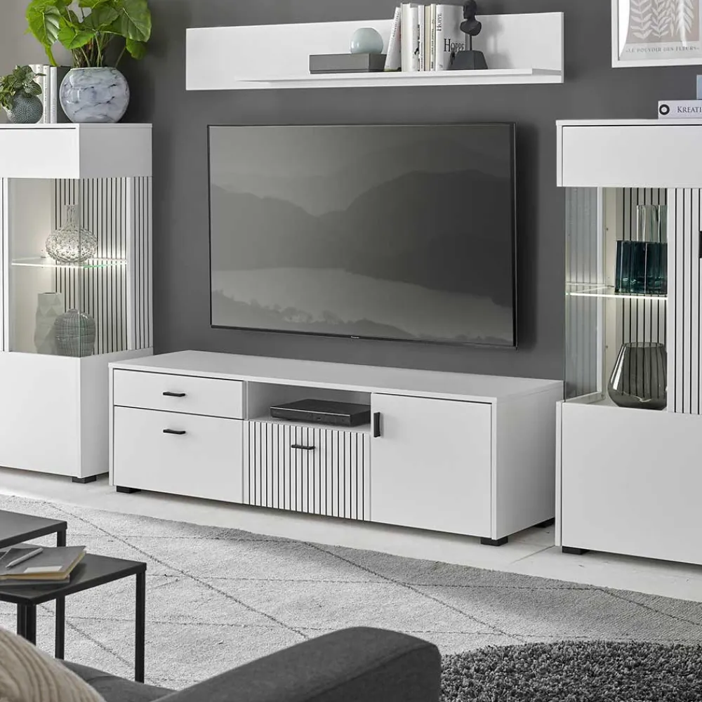 Wohnen Tv & Hifi-Möbel|Lowboards<Weißes TV Board 150 cm breit - Dualkos