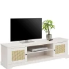 Wohnen Tv & Hifi-Möbel|Lowboards<Weißes TV Board 2-türig mit Geflecht - Isvair