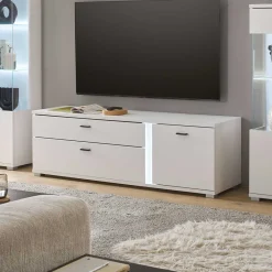 Wohnen Tv & Hifi-Möbel|Lowboards<Weißes TV-Board mit LED Beleuchtung - Tirol