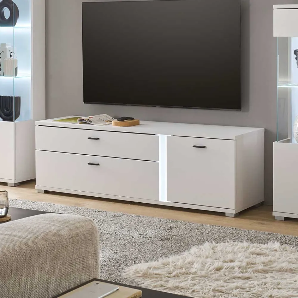 Wohnen Tv & Hifi-Möbel|Lowboards<Weißes TV-Board mit LED Beleuchtung - Tirol