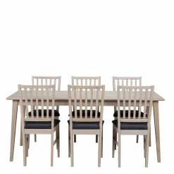 Wohnen Sitzgruppe<White Wash Essgruppe aus Eiche - Pessoa (siebenteilig)