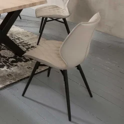 Wohnen Sitzgruppe<White Wash Essgruppe mit X-Fuß Tisch - Tilveta I (sechsteilig)