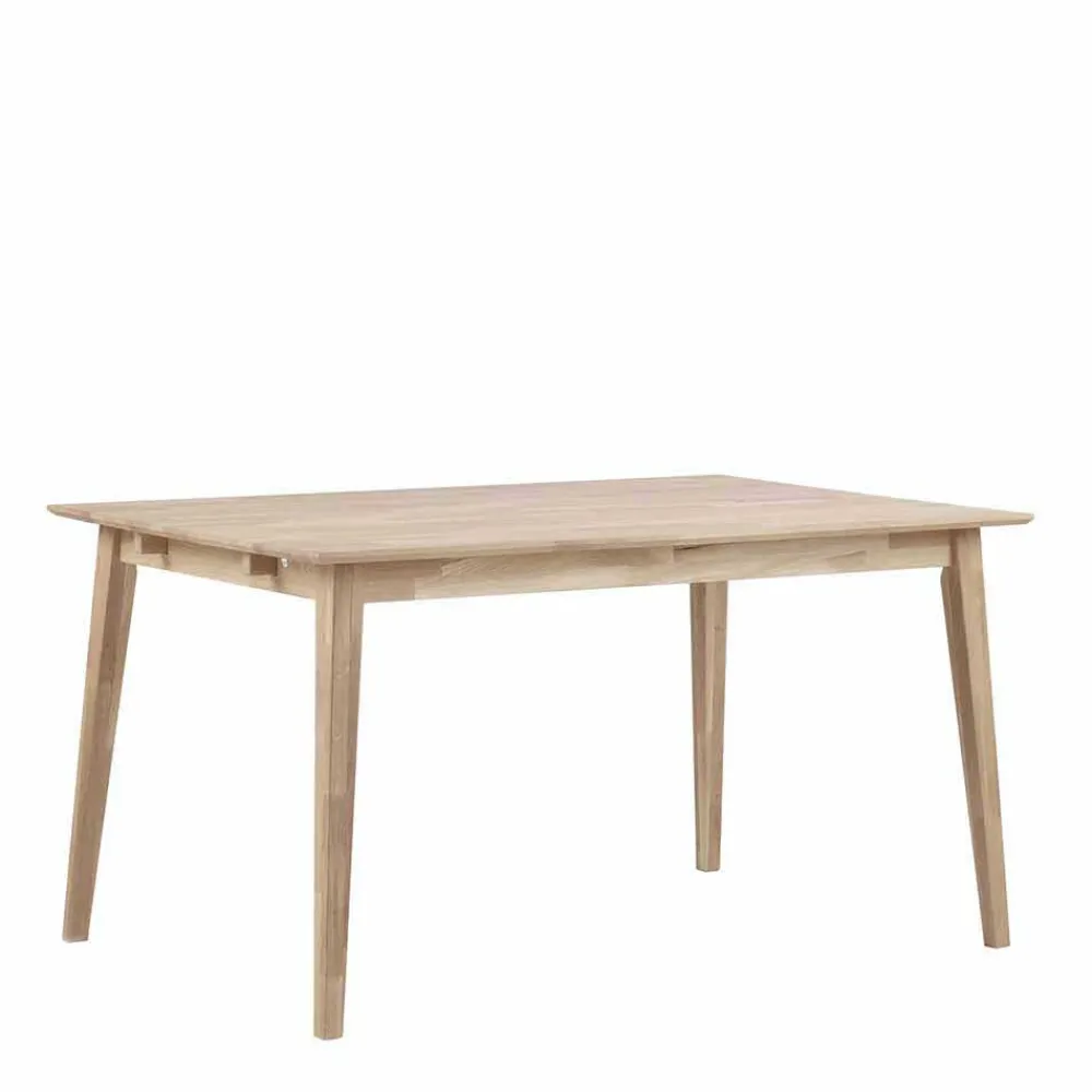 Wohnen Sitzgruppe<White Wash Holztisch & schwarze Stühle - Pessoa (fünfteilig)