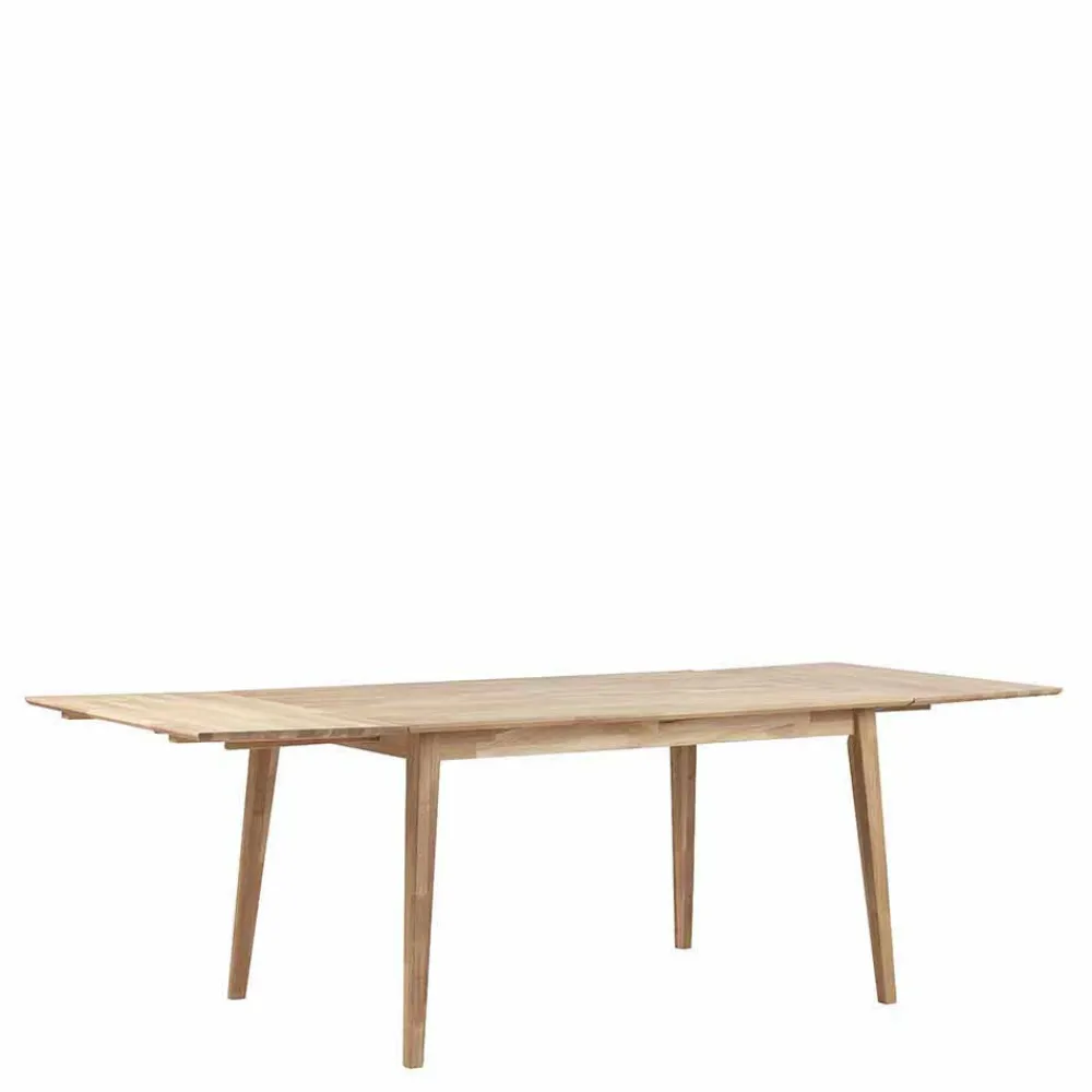 Wohnen Sitzgruppe<White Wash Holztisch & schwarze Stühle - Pessoa (fünfteilig)
