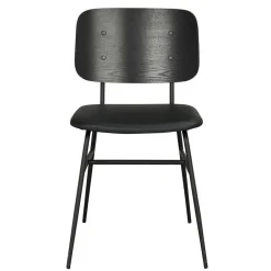 Wohnen Sitzgruppe<White Wash Holztisch & schwarze Stühle - Pessoa (fünfteilig)