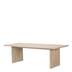 Wohnen Sitzgruppe<White Wash Tisch & Lederstühle - Senatau (siebenteilig)