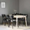Wohnen Sitzgruppe<White Wash Tisch & Stühle Schwarz - Pessoa (siebenteilig)