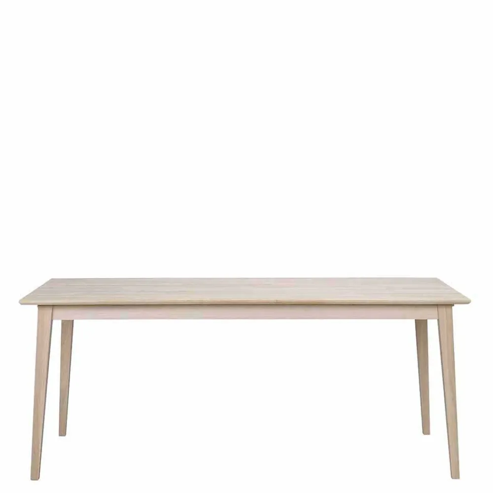 Wohnen Sitzgruppe<White Wash Tisch & Stühle Schwarz - Pessoa (siebenteilig)