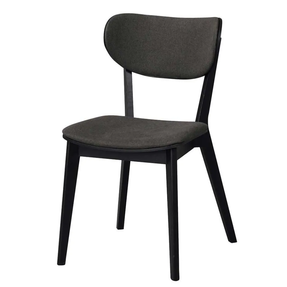 Wohnen Sitzgruppe<White Wash Tisch & Stühle Schwarz - Pessoa (siebenteilig)