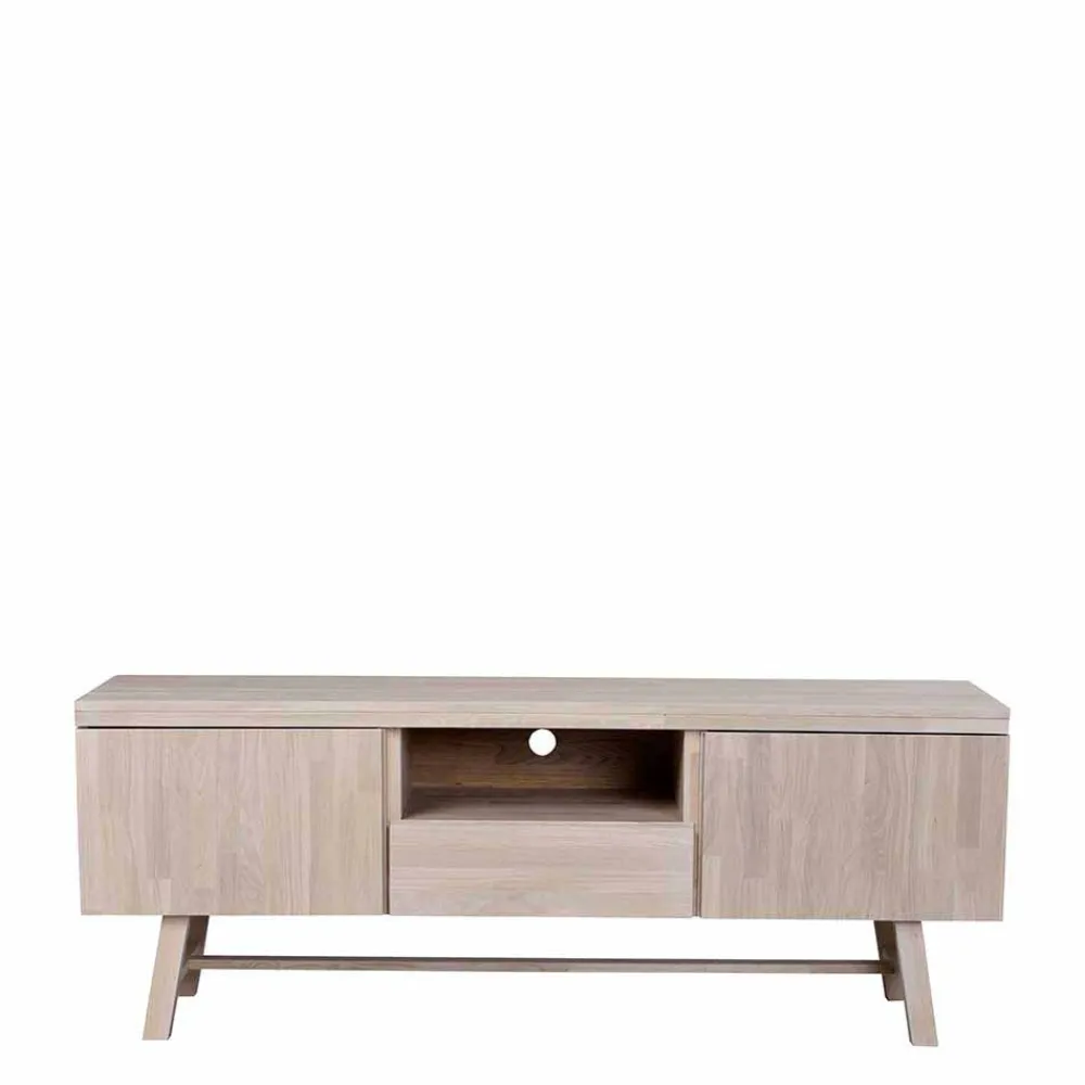 Wohnen Tv & Hifi-Möbel|Lowboards<White Wash TV Lowboard aus Eiche - Dioca