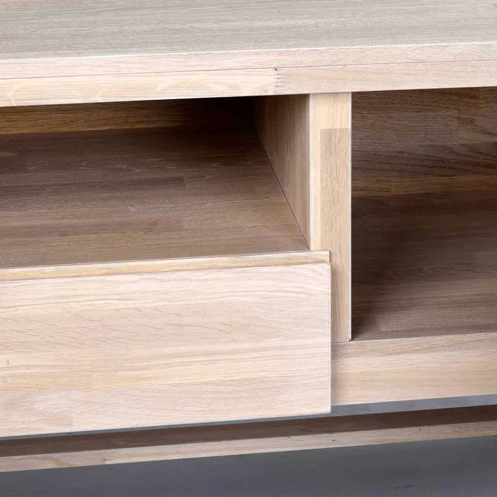 Wohnen Tv & Hifi-Möbel|Lowboards<White Wash TV Lowboard aus Eiche - Dioca