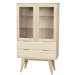 Wohnen Highboards|Vitrinen<White Wash Vitrine im Skandi Design - Pessoa