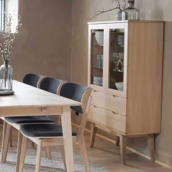 Wohnen Highboards|Vitrinen<White Wash Vitrine im Skandi Design - Pessoa
